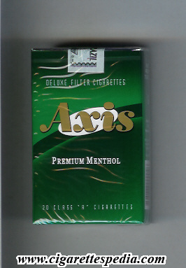 axis premium menthol ks 20 s usa brazil