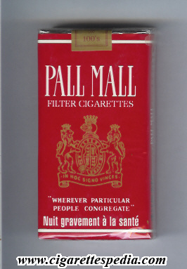 pall mall american version filter cigarettes l 20 s red france usa