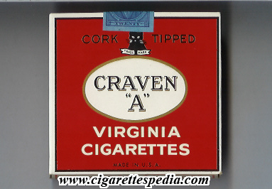craven a virginia cigarettes corp tipped s 20 b red white with a cat usa