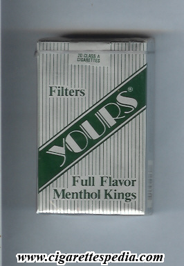 yours r full flavor menthol ks 20 s silver green usa