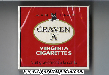craven a virginia cigarettes plain tipped s 20 b red white with a cat holland