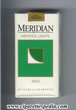 meridian american version menthol lights l 20 s usa