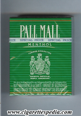 pall mall american version famous cigarettes menthol ks 25 h belgium usa