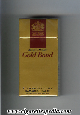gold bond design 3 horizontal name benson and hedges ks 10 h gold red england