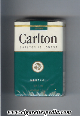 carlton american version horizontal black name menthol ks 20 s green white usa