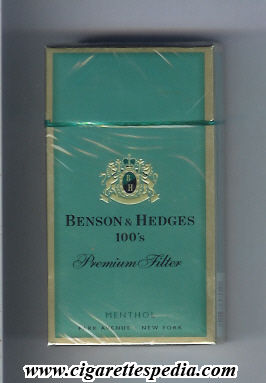 benson hedges premium filter menthol l 20 h park avenue emblem in the middle usa