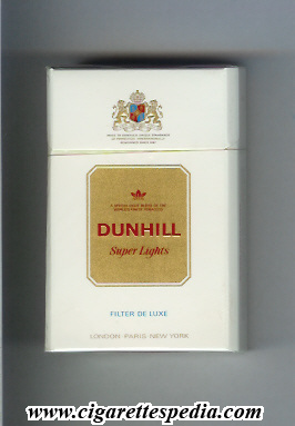 dunhill english version super lights filter de luxe ks 20 h white gold holland switzerland