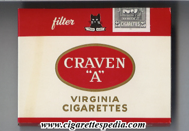 craven a virginia cigarettes filter s 25 b white red with a cat canada