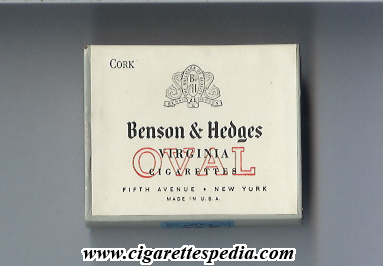 benson hedges very old design virginia oval cork 0 8s 10 b white usa