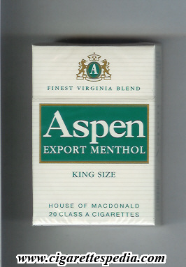 aspen export menthol ks 20 h england canada