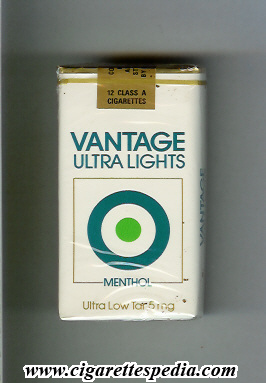 vantage old design with light square ultra lights menthol ks 10 s usa