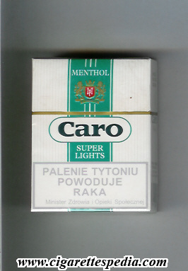 caro menthol super lights s 20 h white green poland