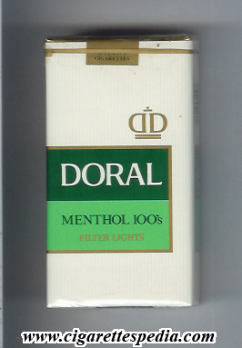 doral with crown from right filter lights menthol l 20 s usa