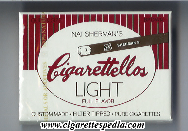 nat sherman s cigarettellos light full flavor brown s 20 b usa