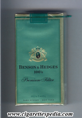 benson hedges premium filter menthol l 20 s park avenue emblem in the middle usa