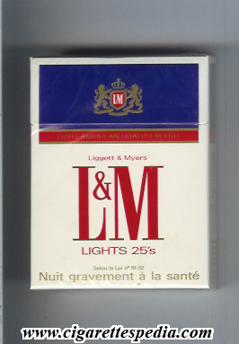 l m liggett myers light american quality blend lights ks 25 h france holland usa