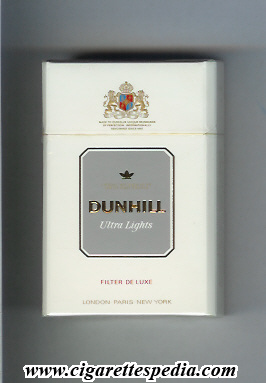 dunhill english version ultra lights filter de luxe ks 20 h white grey holland switzerland