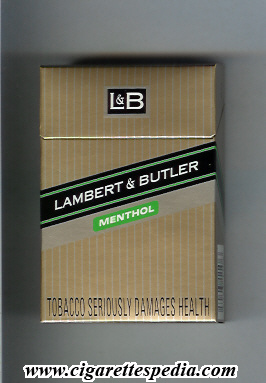 l b lambert butler with diagonal line menthol ks 20 h england