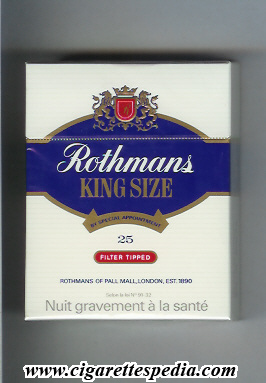 rothmans english version by special appointment filter tipped ks 25 h france england