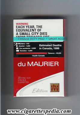 du maurier with diagonal ring line edition ks 20 h canada